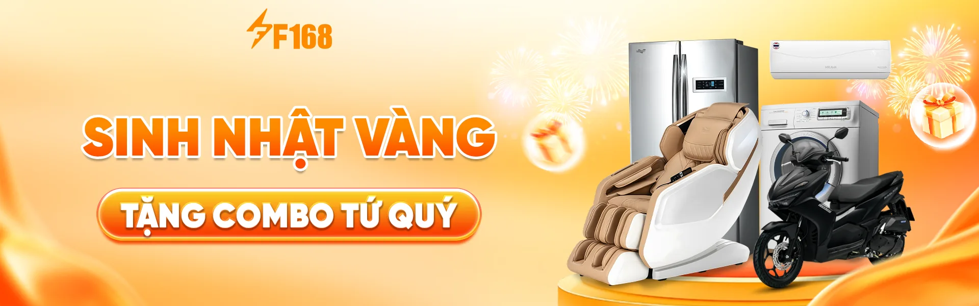 banner sinh nhật f168 nhận tứ quý